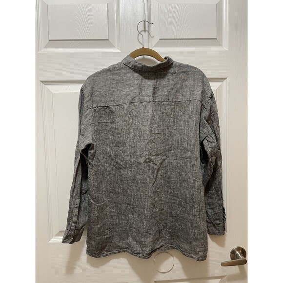 J. Jill Love Linen Women's Button Top Blouse Size M 100% Linen Gray - Picture 5 of 8